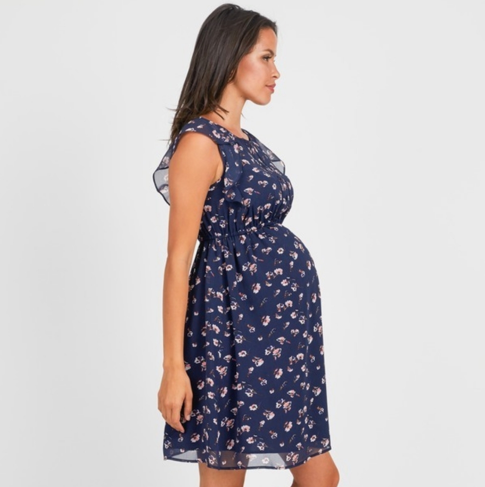 Octavia Maternity Flutter Sleeve Dress S